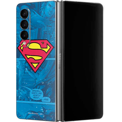 DC Comics Superman Logo Background Pattern Galaxy Z Fold4 5G Skin